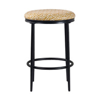 Nion Backless Counter Height Stool, Black Metal, Yellow Leaf Print -BM334146
