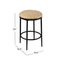 Nion Backless Counter Height Stool, Black Metal, Yellow Leaf Print -BM334146