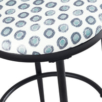 Nion Backless Counter Height Stool, Black Metal, White Medallion Print -BM334147