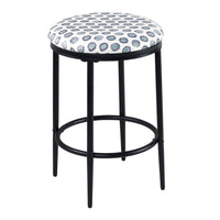 Nion Backless Counter Height Stool, Black Metal, White Medallion Print -BM334147