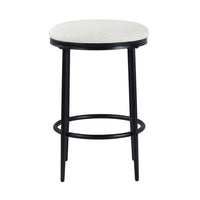 Nion Backless Counter Height Stool, Black Metal Legs, Cream Polyester -BM334148