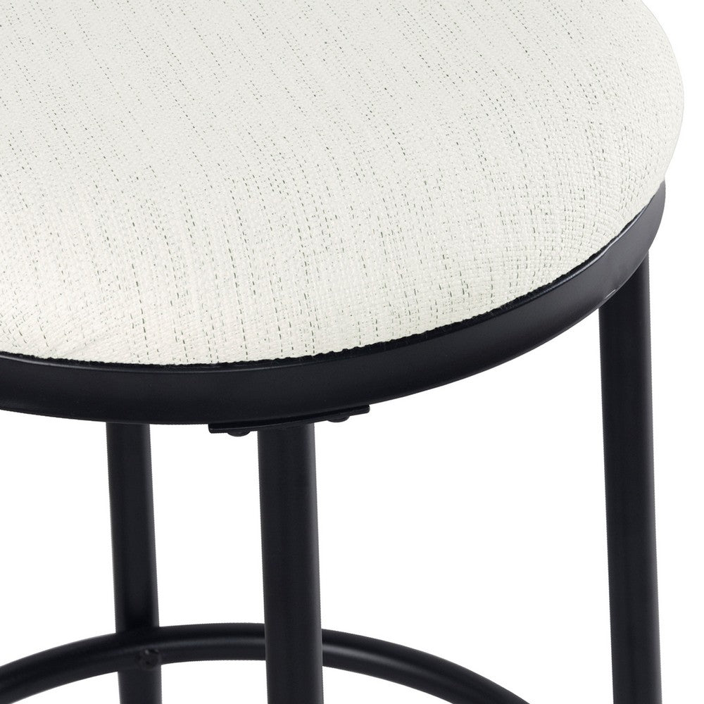 Nion Backless Counter Height Stool, Black Metal Legs, Cream Polyester -BM334148