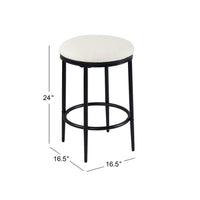 Nion Backless Counter Height Stool, Black Metal Legs, Cream Polyester -BM334148