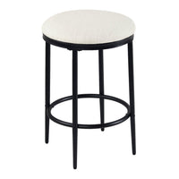 Nion Backless Counter Height Stool, Black Metal Legs, Cream Polyester -BM334148