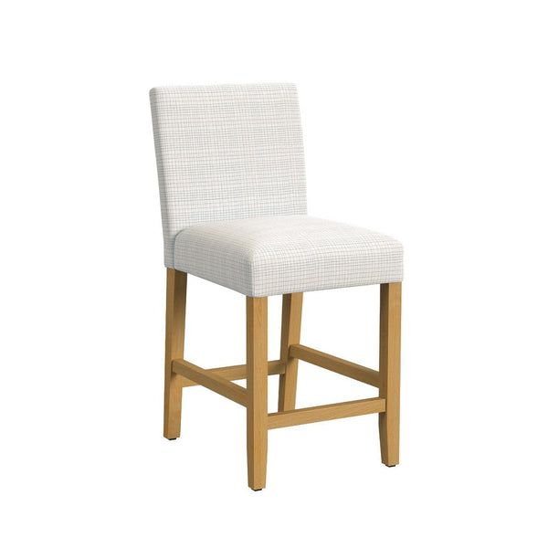 Relo Counter Height Stool Chair, Cream Polyester, Mini Grid Pattern -BM334149