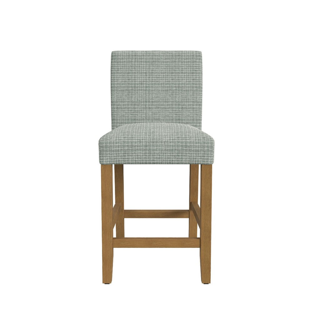 Relo Counter Height Stool Chair, Sage Green Polyester, Grid Pattern -BM334150