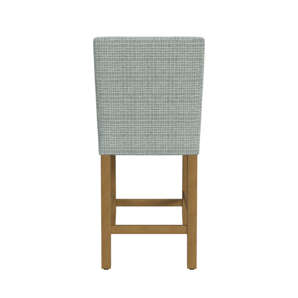 Relo Counter Height Stool Chair, Sage Green Polyester, Grid Pattern -BM334150