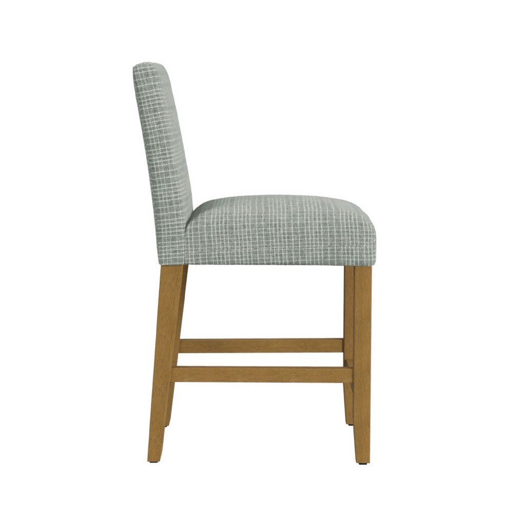 Relo Counter Height Stool Chair, Sage Green Polyester, Grid Pattern -BM334150