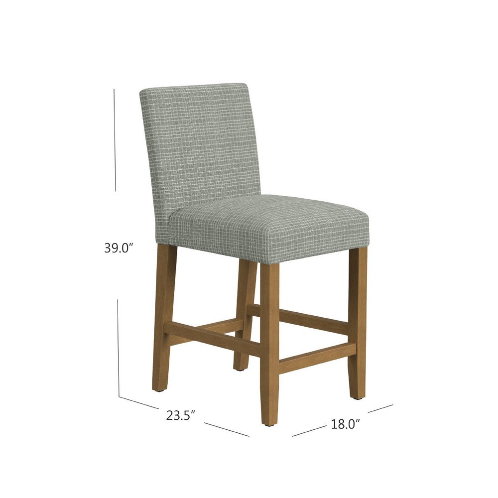 Relo Counter Height Stool Chair, Sage Green Polyester, Grid Pattern -BM334150