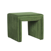 Ada Footstool Ottoman with Channel Tufted Green Velvet, 19 Inch -BM334151