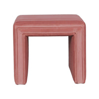 Ada Footstool Ottoman with Channel Tufted Blush Pink Velvet, 19 Inch -BM334152