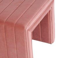 Ada Footstool Ottoman with Channel Tufted Blush Pink Velvet, 19 Inch -BM334152