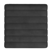 Ada Footstool Ottoman, Channel Tufted Black Faux Leather, 19 Inch -BM334155