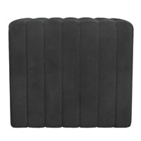 Ada Footstool Ottoman, Channel Tufted Black Faux Leather, 19 Inch -BM334155