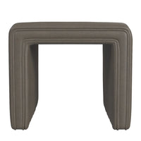 Ada Footstool Ottoman, Channel Tufted Gray Faux Leather, 19 Inch -BM334156