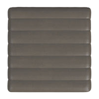 Ada Footstool Ottoman, Channel Tufted Gray Faux Leather, 19 Inch -BM334156