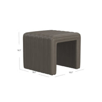 Ada Footstool Ottoman, Channel Tufted Gray Faux Leather, 19 Inch -BM334156