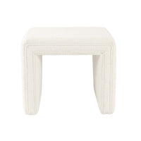 Ada Footstool Ottoman, Channel Tufted Cream White Boucle, 19 Inch -BM334157