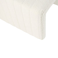 Ada Footstool Ottoman, Channel Tufted Cream White Boucle, 19 Inch -BM334157