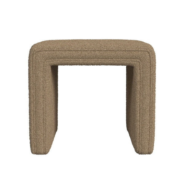 Ada Footstool Ottoman, Channel Tufted Taupe Brown Boucle, 19 Inch -BM334158