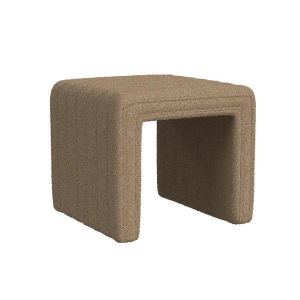 Ada Footstool Ottoman, Channel Tufted Taupe Brown Boucle, 19 Inch -BM334158