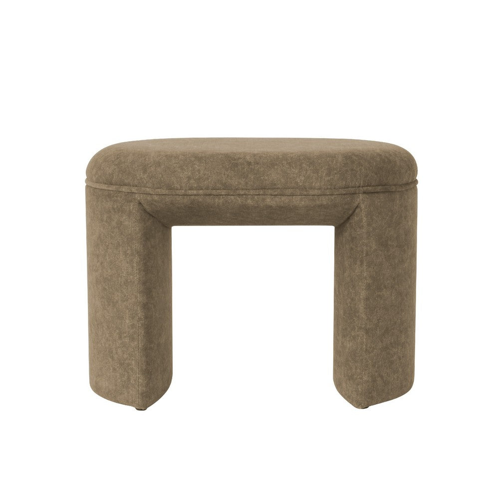 Max Ottoman Footstool with Saddle Seat, Mocha Brown Boucle, 24 Inch -BM334159