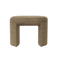 Max Ottoman Footstool with Saddle Seat, Mocha Brown Boucle, 24 Inch -BM334159