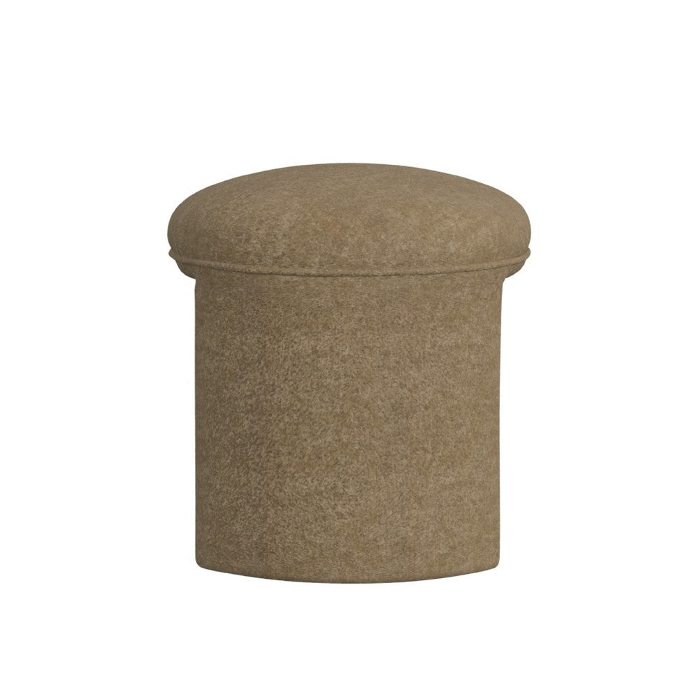 Max Ottoman Footstool with Saddle Seat, Mocha Brown Boucle, 24 Inch -BM334159