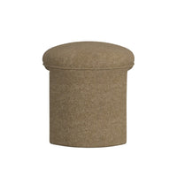 Max Ottoman Footstool with Saddle Seat, Mocha Brown Boucle, 24 Inch -BM334159