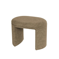 Max Ottoman Footstool with Saddle Seat, Mocha Brown Boucle, 24 Inch -BM334159