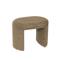 Max Ottoman Footstool with Saddle Seat, Mocha Brown Boucle, 24 Inch -BM334159