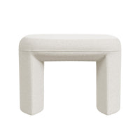 Max Ottoman Footstool with Saddle Seat, Cream White Boucle, 24 Inch -BM334160