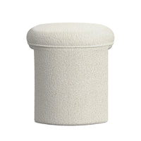 Max Ottoman Footstool with Saddle Seat, Cream White Boucle, 24 Inch -BM334160