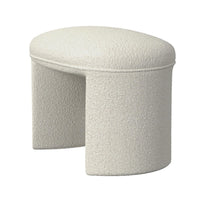 Max Ottoman Footstool with Saddle Seat, Cream White Boucle, 24 Inch -BM334160