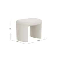 Max Ottoman Footstool with Saddle Seat, Cream White Boucle, 24 Inch -BM334160