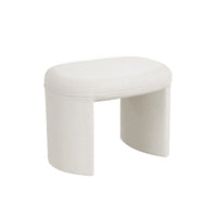Max Ottoman Footstool with Saddle Seat, Cream White Boucle, 24 Inch -BM334160