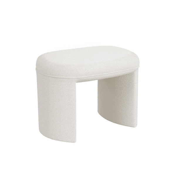 Max Ottoman Footstool with Saddle Seat, Cream White Boucle, 24 Inch -BM334160