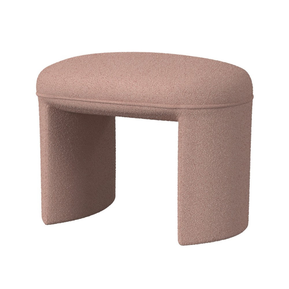 Max Ottoman Footstool with Saddle Seat, Blush Pink Boucle, 24 Inch -BM334161