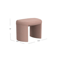 Max Ottoman Footstool with Saddle Seat, Blush Pink Boucle, 24 Inch -BM334161
