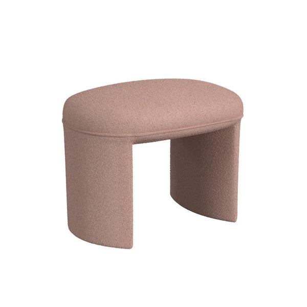 Max Ottoman Footstool with Saddle Seat, Blush Pink Boucle, 24 Inch -BM334161