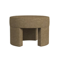 Noa Round Ottoman Footstool, Soft Mocha Brown Boucle, 24 Inch -BM334162