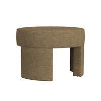 Noa Round Ottoman Footstool, Soft Mocha Brown Boucle, 24 Inch -BM334162