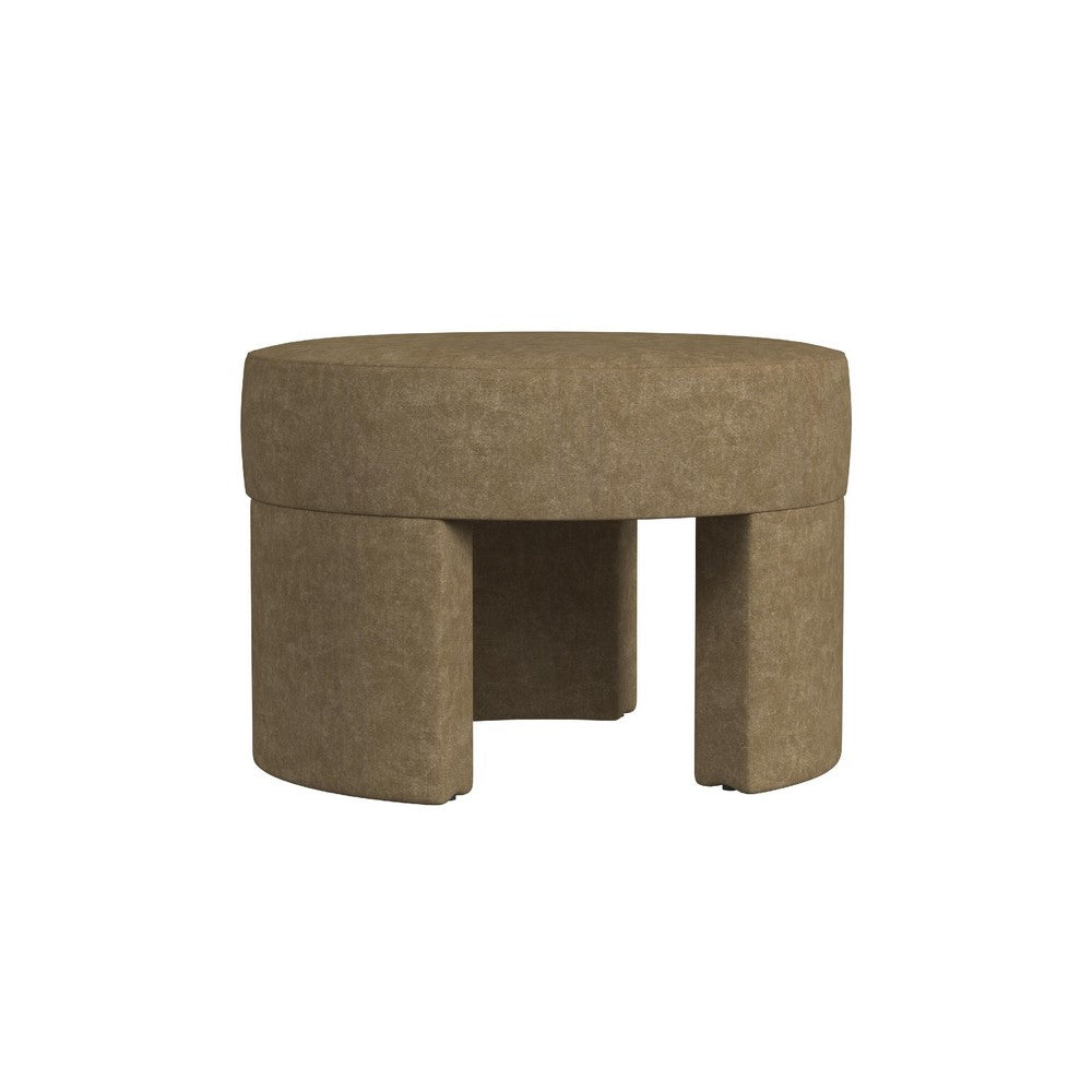 Noa Round Ottoman Footstool, Soft Mocha Brown Boucle, 24 Inch -BM334162