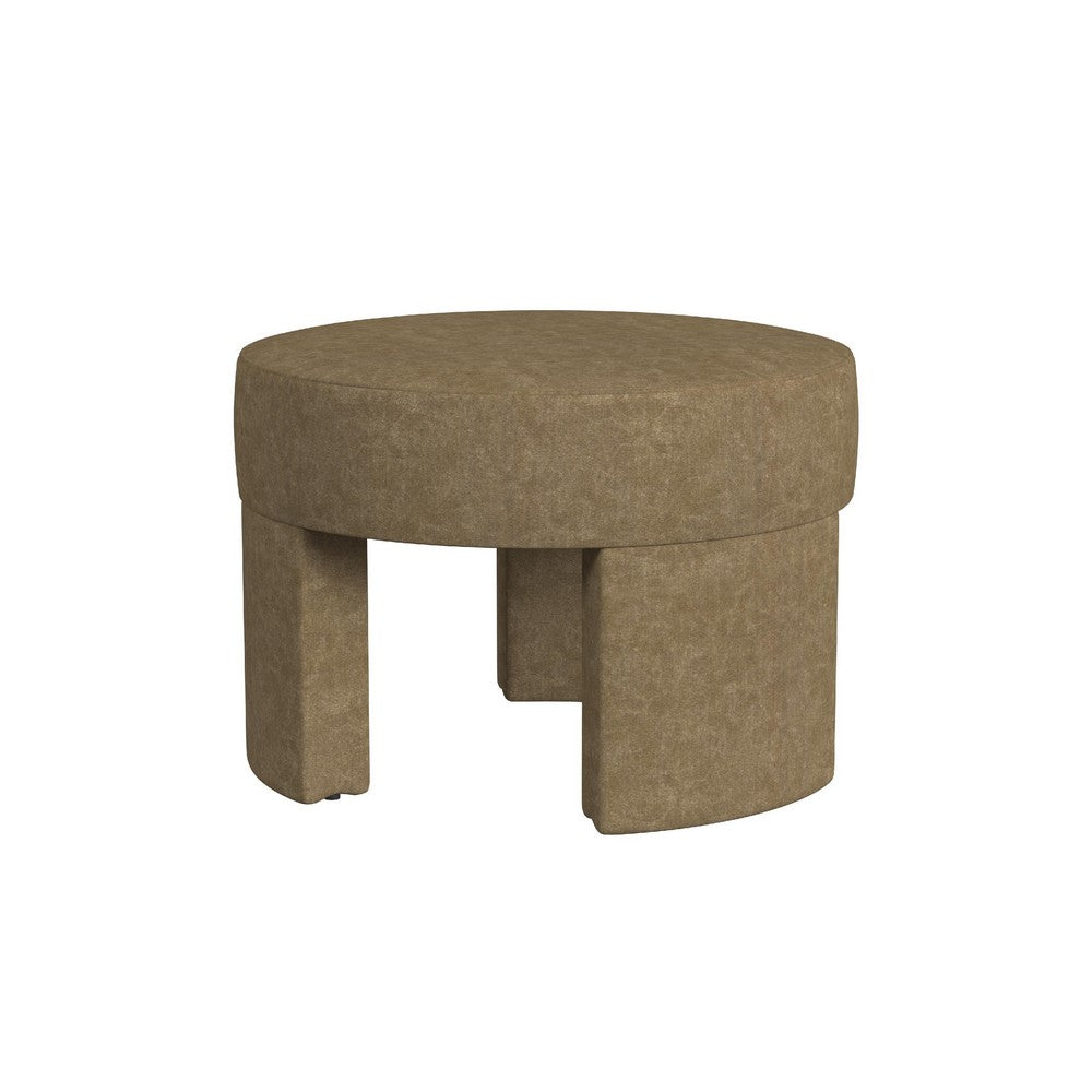 Noa Round Ottoman Footstool, Soft Mocha Brown Boucle, 24 Inch -BM334162