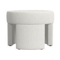 Noa Round Ottoman Footstool, Soft Cream White Boucle, 24 Inch -BM334163