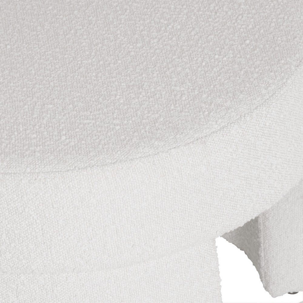 Noa Round Ottoman Footstool, Soft Cream White Boucle, 24 Inch -BM334163