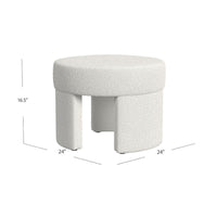 Noa Round Ottoman Footstool, Soft Cream White Boucle, 24 Inch -BM334163
