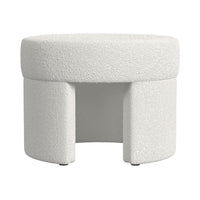 Noa Round Ottoman Footstool, Soft Cream White Boucle, 24 Inch -BM334163