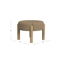 Eli 22 Inch Ottoman Footstool, Brown Boucle and Natural Hardwood -BM334165