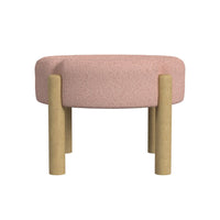 Eli 22 Inch Ottoman Footstool, Blush Pink Boucle and Natural Hardwood -BM334166
